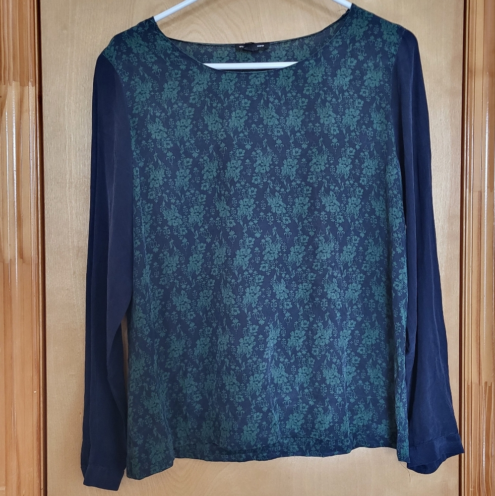 Chic Silk Floral Long Sleeve Top